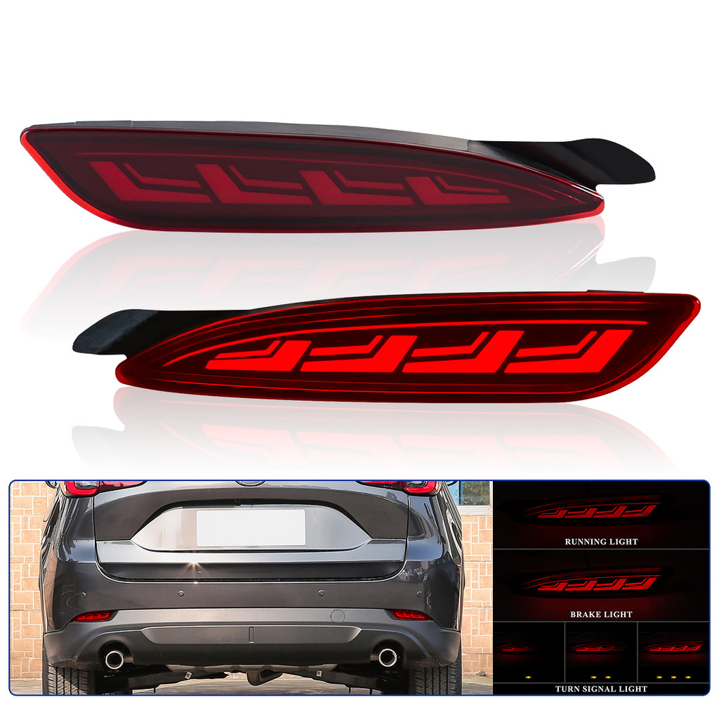 Car LED Rear Bumper Reflector Lights For Mazda CX5 CX-5 2022 2023 Dynamic Turn Signal Lamp Brake