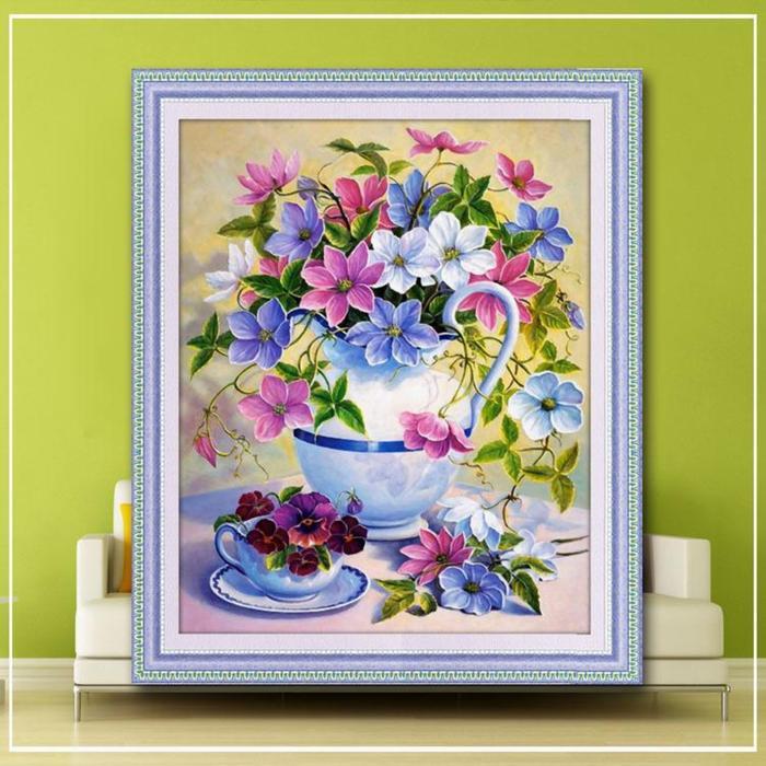 DIY Diamond Painting Full. Pot Bunga Elegan warna warni 3040 cm D713