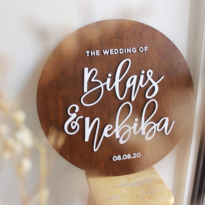 Welcome Sign Kayu Bulat 50cm / Welcome Sign Kayu / Dekorasi Wedding