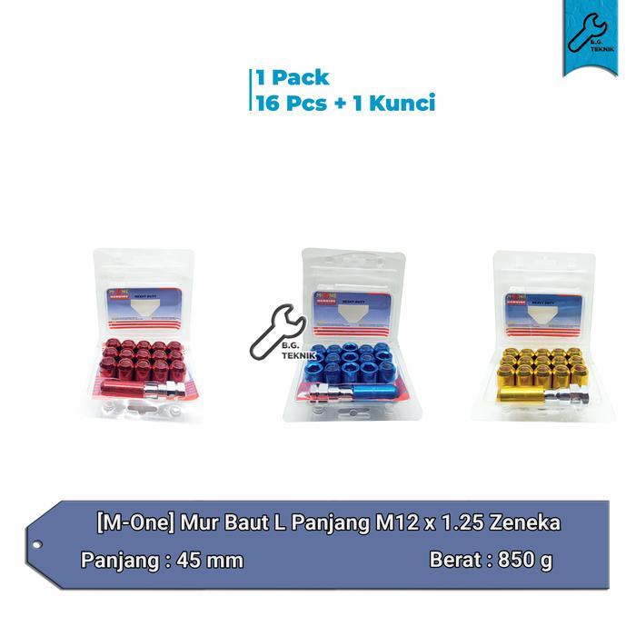 Mur Roda L Baut Racing Mobil Warna 12X1.5/1.25 Zeneka - M-One #Gratisongkir