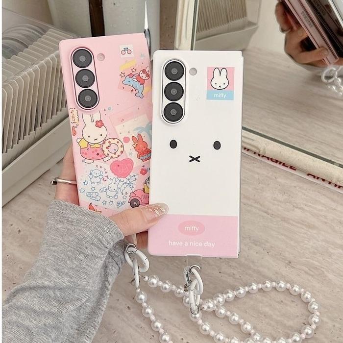 MIFFY PINK FOR Z Fold 7 Case New FOR Z Fold 6 Foldable CASE with Lanyard FOR Z Fold 5 CASEPopular