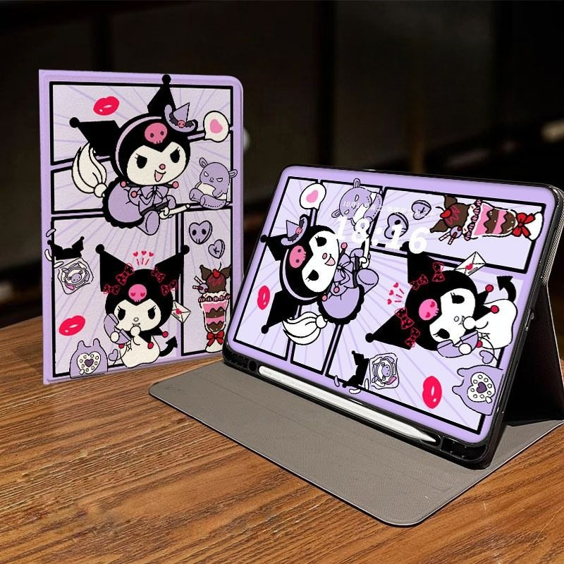 Kawaii Kuromi IPad Case Cute Book Style Cover for IPad Pro 12.9 2024 Air6 7 13in 11 10th 10.9 9th