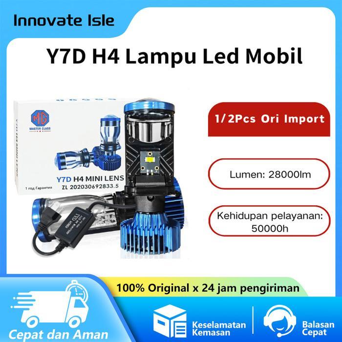 2Pcs Lampu Led Mini Projie Y7 H4 100W