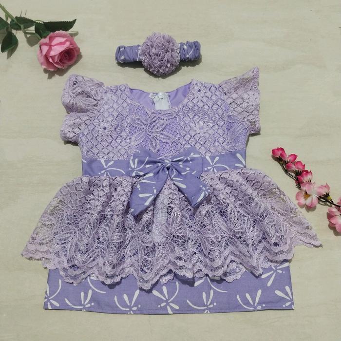 TERMURAH KEBAYA BAYI / KEBAYA ANAK MODERN / SETELAN BAJU PESTA ANAK UNGU LILAC READY STOCK