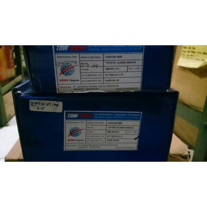 Kampas Rem Innova 1 Set Merk Tdw