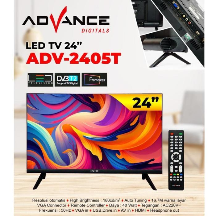 Televisi Advance ADV-2405T TV Digital Advance 24 Inch HD Support Antena Digital DV3/T2 Garansi 3