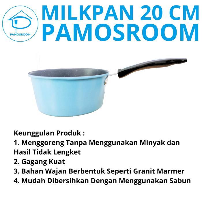 Pamosroom Milk Pan Granit Marble 20Cm Panci Susu Keramik Sauce Pan Marble Anti Lengket Tebal Pasti