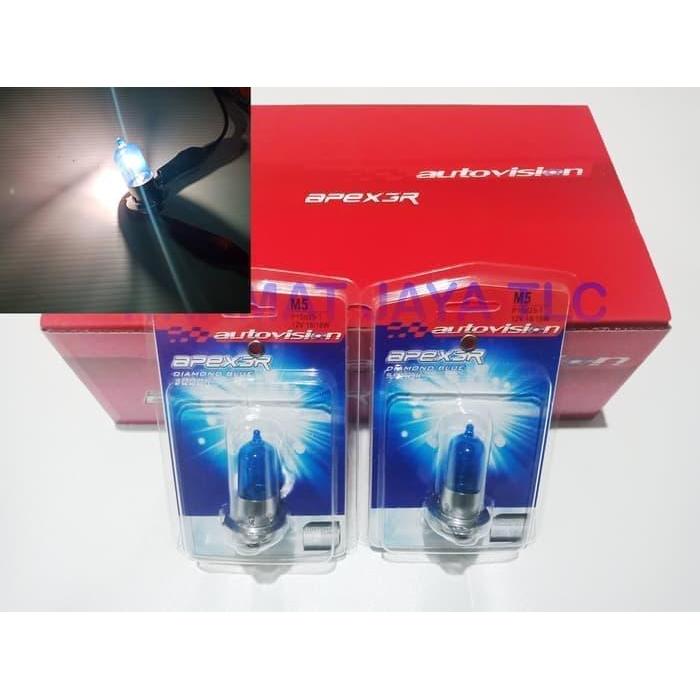 FREE ONGKIR LAMPU UTAMA MOTOR HALOGEN AUTOVISION M5 KAKI 1 DIAMOND BLUE 18 WATT BISA COD
