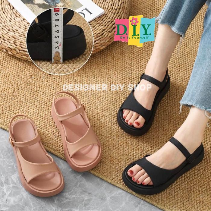 [D.I.Y.]Sandal Gunung Wanita Elegan Slop Tali Jelly Empuk Karet
