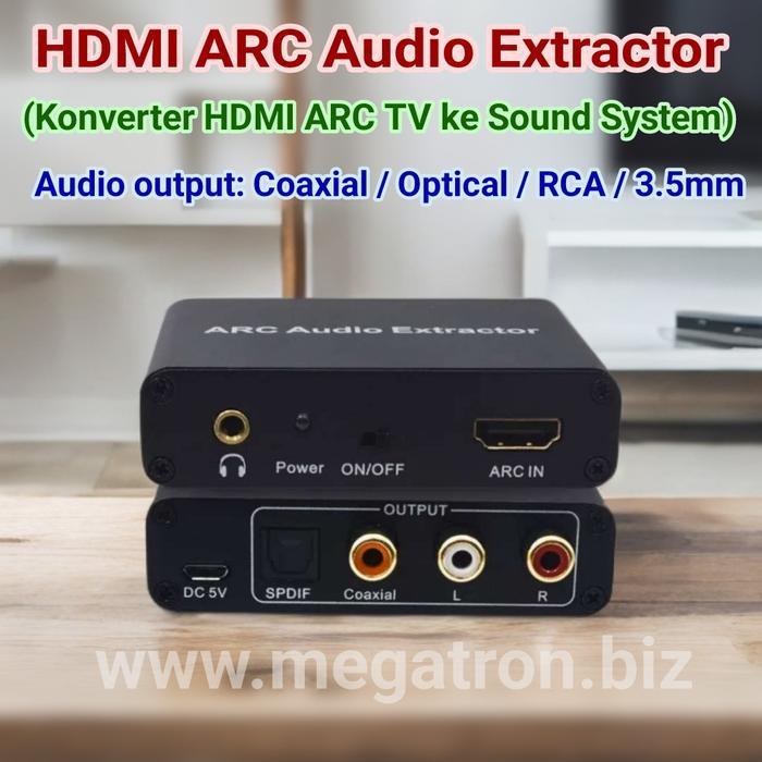 HDMI ARC Audio Extractor to SPDIF Optical / Coaxial & RCA / 3.5mm - untuk TV dengan HDMI ARC
