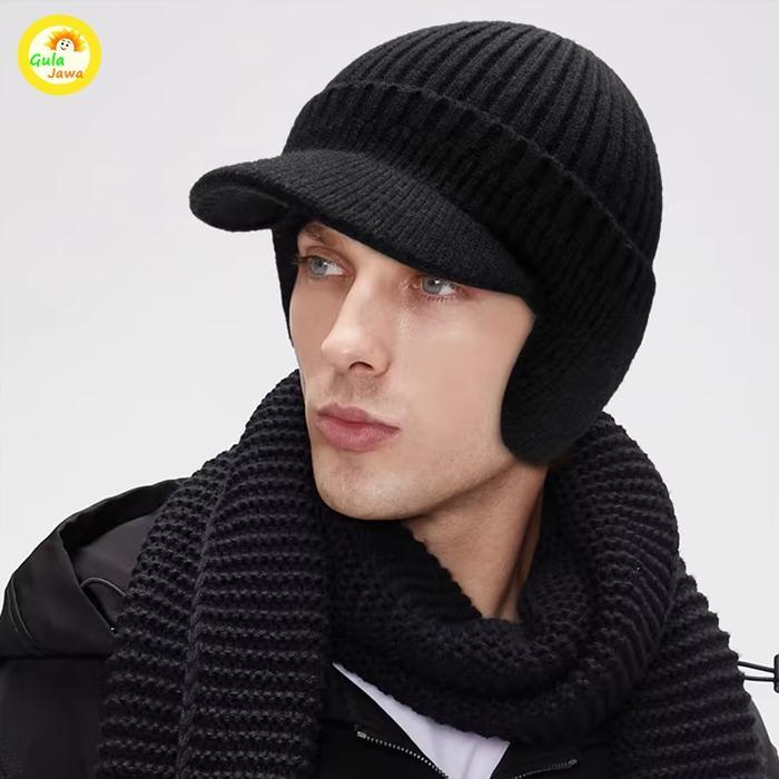 Topi Kupluk Rajut Musim Dingin Winter Knitted Topi Rajut Pria Musim Dingin Model Korea Hat Olahraga