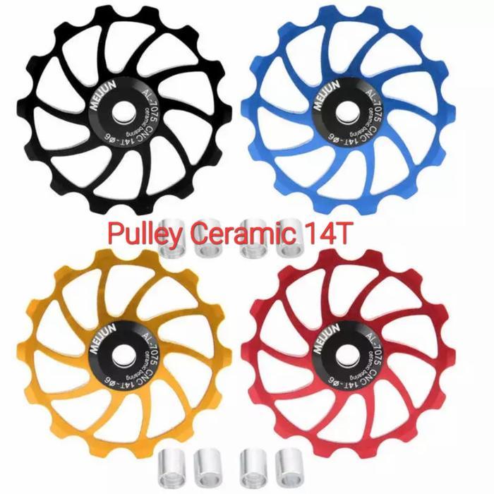 Polygon Meijun Pulley Rd 14T Ceramic Bearing Wheel Guide Pullay Rd Sepeda