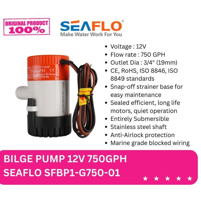 BILGE PUMP SEAFLO 12V 750GPH /POMPA CELUP KAPAL/ SUBMERSIBLE PUMP BEST QUALITY