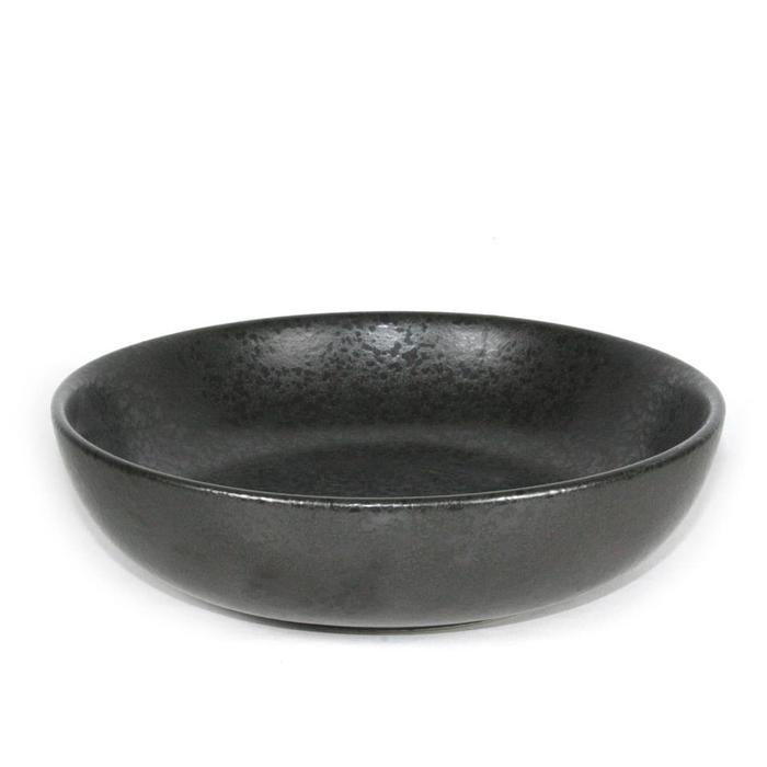 Artisan Ceramic Black Spot Metallic Deep Plate Mangkok Keramik #Gratisongkir
