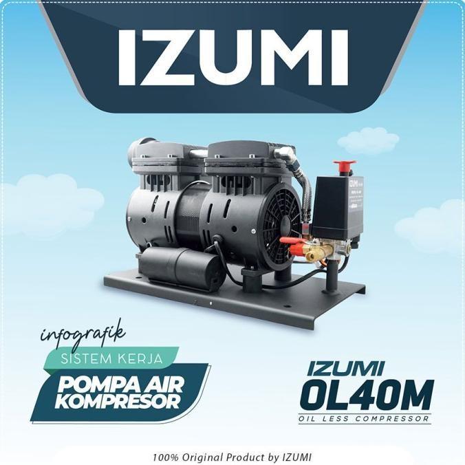 Kompresor Izumi Silent Tanpa Oli OL-40M / NLG Pompa Air Compressor