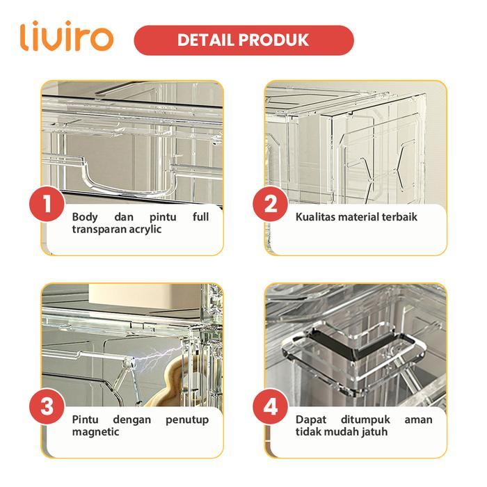TERLARIS LIVIRO Kotak Sepatu Acrylic Box Ukuran Besar Serbaguna Rak Tempat Penyimpanan Sandal