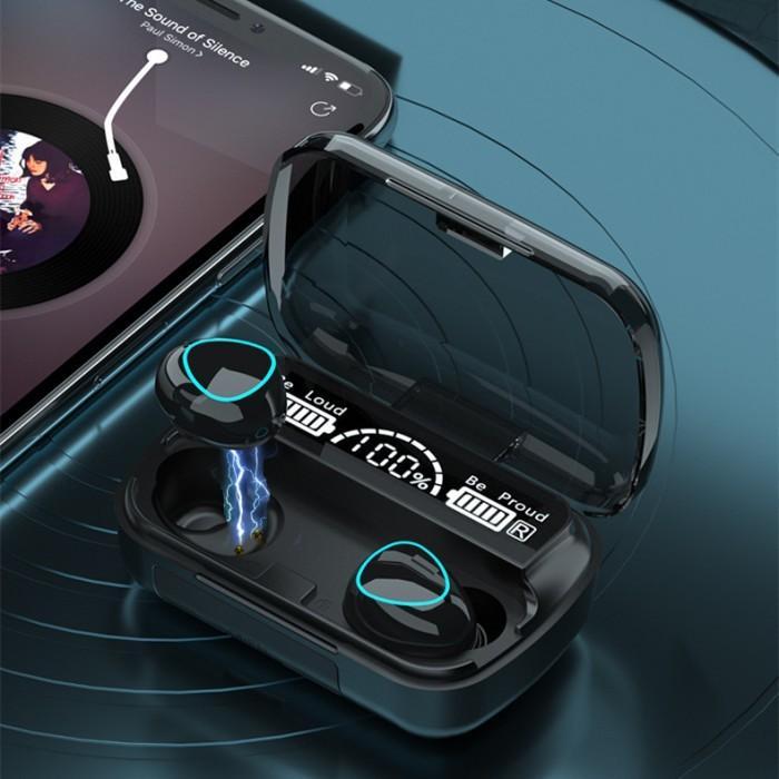 Headset Bluetooth Tws F9 5.2 + Power Bank 3500Mah Terjamin