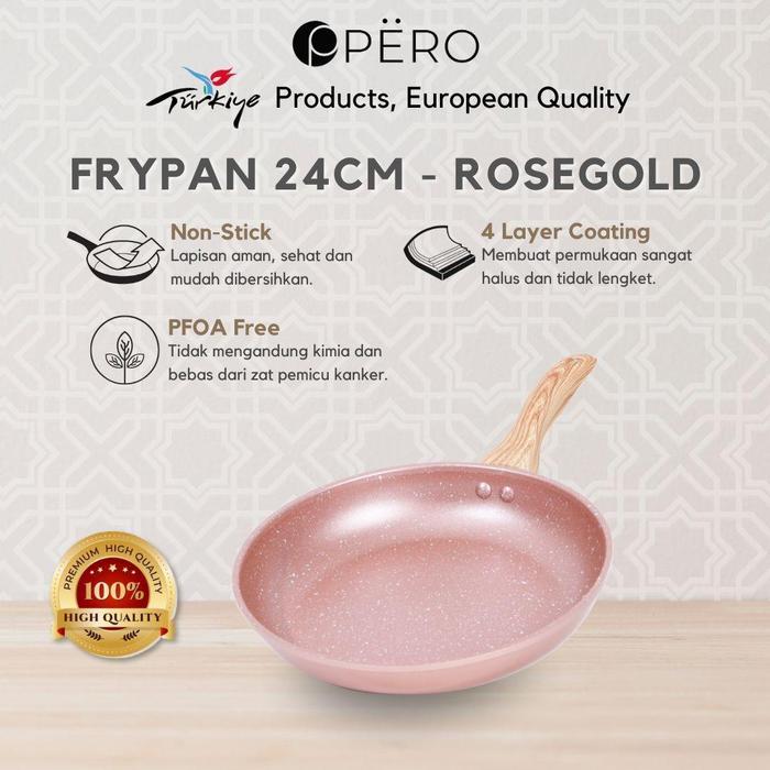 [BEST DEAL] Pero Frypan 24cm Nonstick Granite Wooden Handle/ Wajan Tanpa Minyak