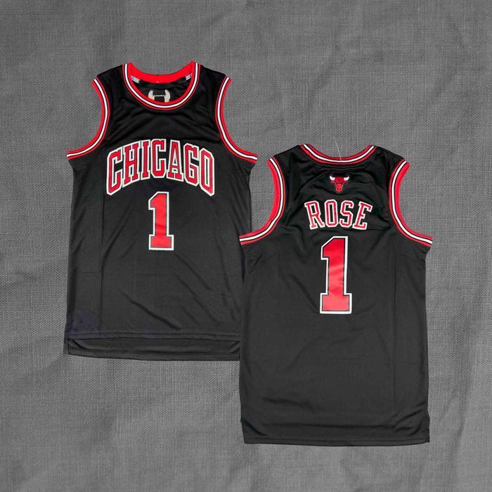 BORDIR Baju Jersey Basket Rose Chicago Hitam Basketball Jersey