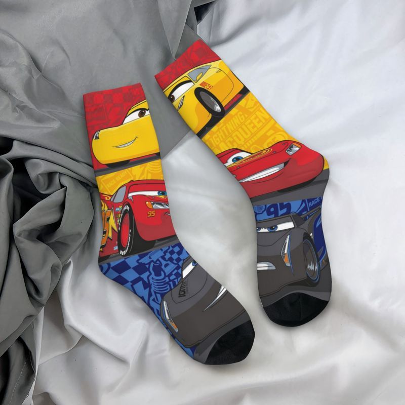 Custom Kawaii Men's Lightning McQueen Dress Socks Unisex Warm Breathbale 3D Printing Cars Anime Crew