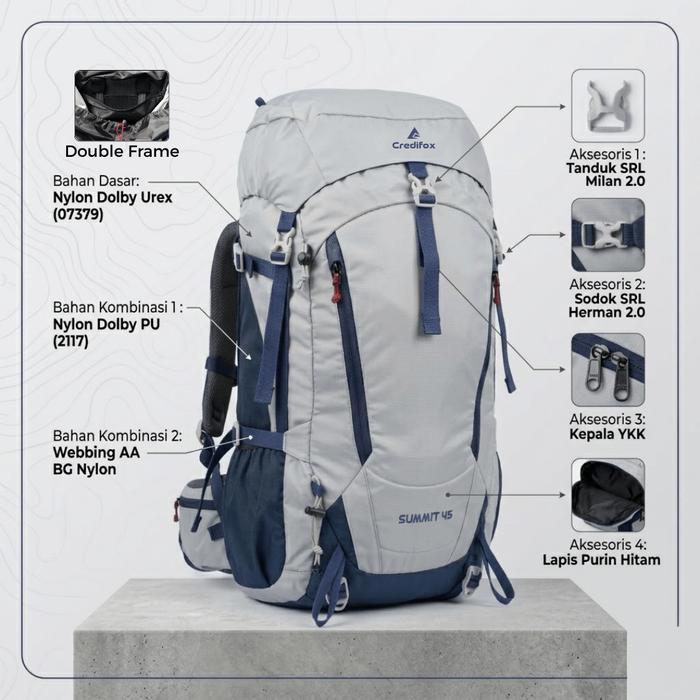 Eiger - Tas Ransel 45Liter Summit Series - Tas Carrier 45Liter - Tas Keril Outdoor - Tas Camping