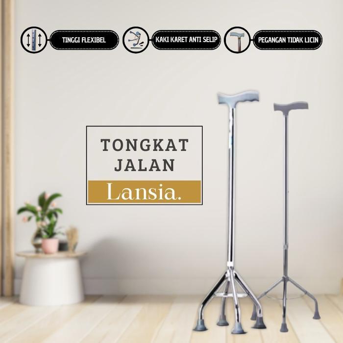 Ready Tongkat Kaki 4 / Alat bantu jalan Tongkat Kaki 4/Tongkat Jalan/Tongkat Medis