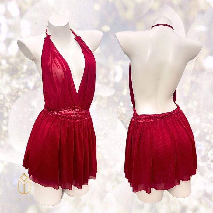 LINGERIE MINJI MINI DRESS MERAH HITAM PINK PUTIH baju dinas malam