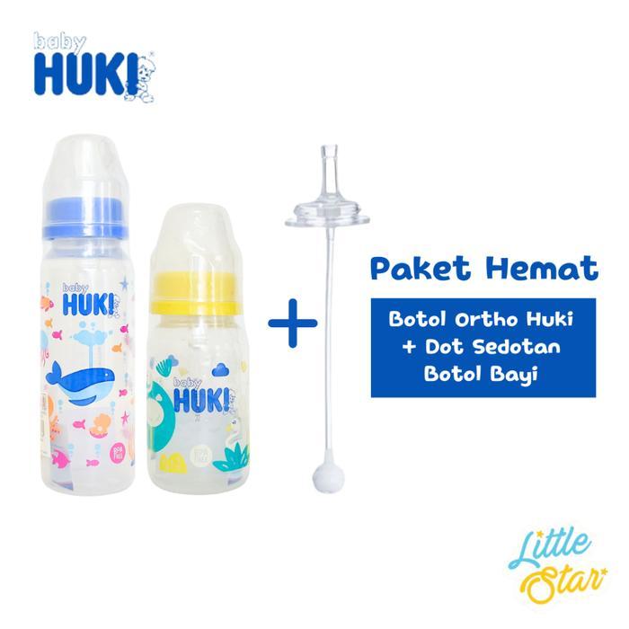 Paket Botol Dot Susu Sedotan Bayi Huki Orthodontic Nipple Gepeng Newborn Baby Bottle Ortho BPA Free