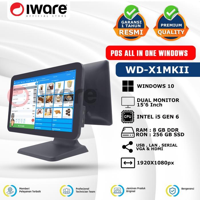 Iware PC Pos All In One WD-X1MKII Mesin Kasir Windows Intel i5 Gen 6 8/256GB Touchscreen