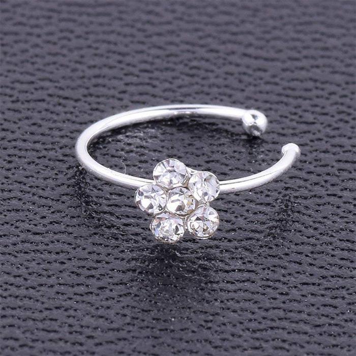 Liui Cincin hidung palsu tipe C bunga plum, cincin hidung tindik baja tahan karat