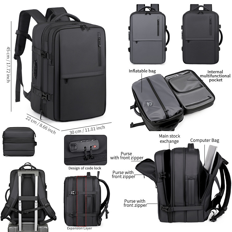 Tas Ransel Pria Kompresi Vakum, Tas Komputer Multifungsi, Tas Travel Kapasitas Besar dan Bisa Dileba