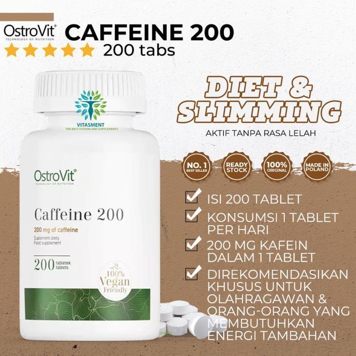 OstroVit Caffeine 200 mg 200 Tabs Menambah Energy Anti Lelah Kantuk 200 Tablet Kafeina Murni untuk