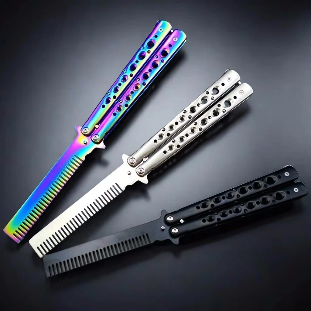 Portable Butterfly Training Knife Foldable CSGO Balisong Trainer Pocket Flail Knife Uncut Blade Butt