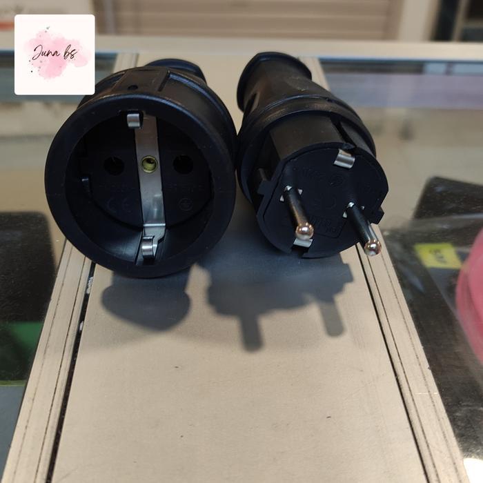 New Steker Karet Listrik / Steker Kontra Karet / Colokan Male Female Karet 2 Pin