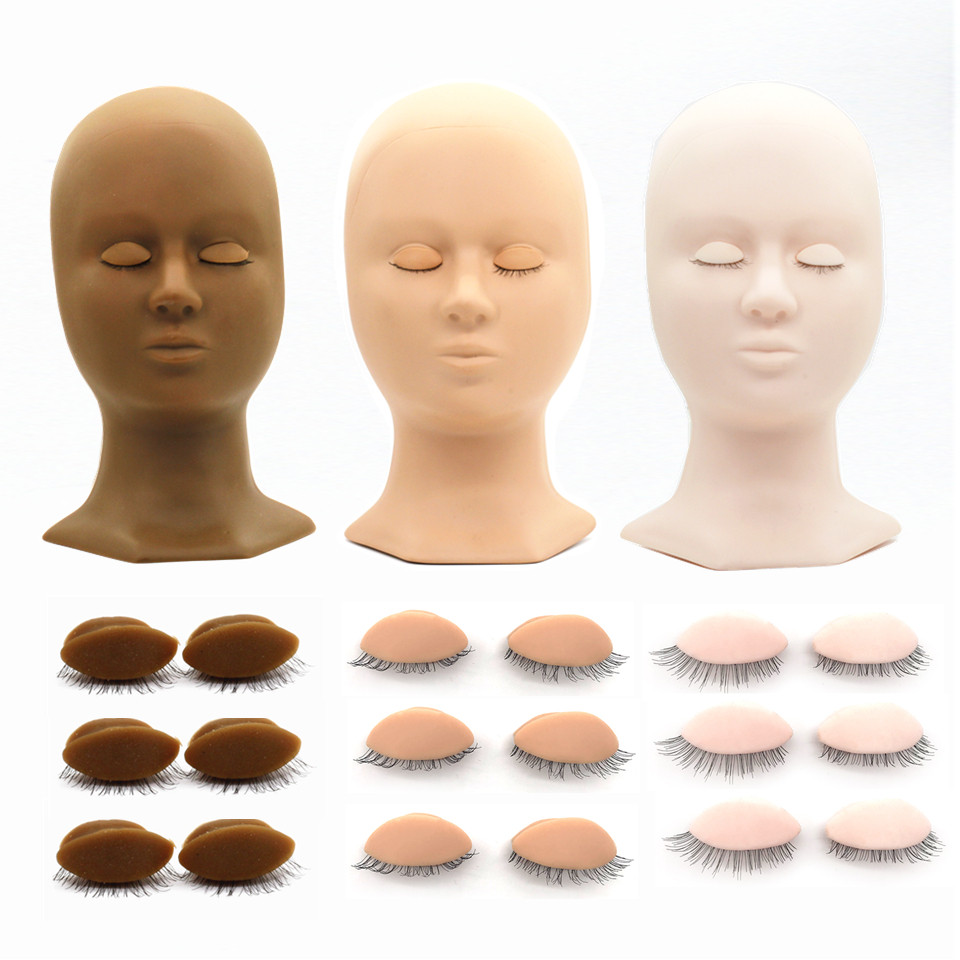 Mannequin Head For Eyelash Extension Training kit With Removable Eyelids Silicone Cosmetic Model