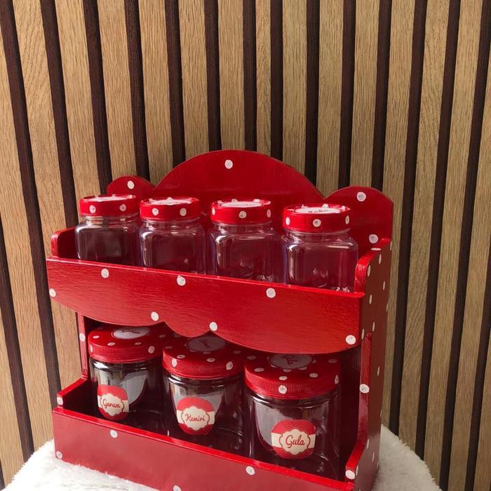 rak bumbu 2 susun + 7 toples murah