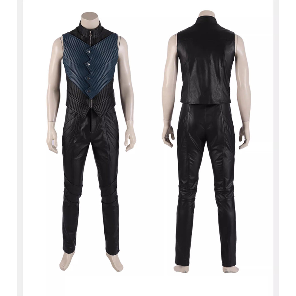 Game Dmc5 Cosplay Vergil Costume Wignelo Complete Outfit Suit Jacket Vest Vergil Wig Men Halloween