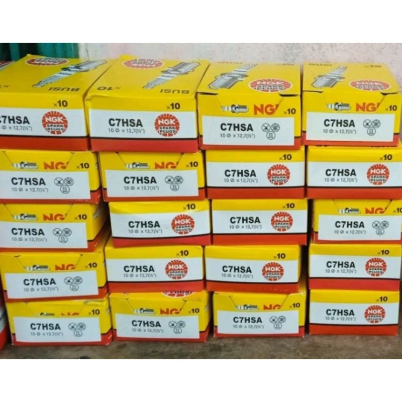 Busi NGK C7HSA 1 KOTAK ISI 10 PCS untuk motor mio, mio soul, soul GT, Grand, SupraX, Jupiter, Vega