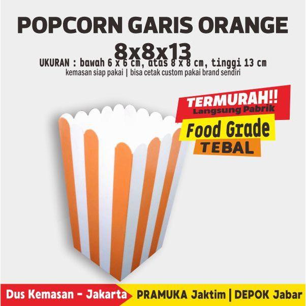 Box Popcorn Garis 8X8X13 Cm (Isi 50 Pcs) Terpercaya