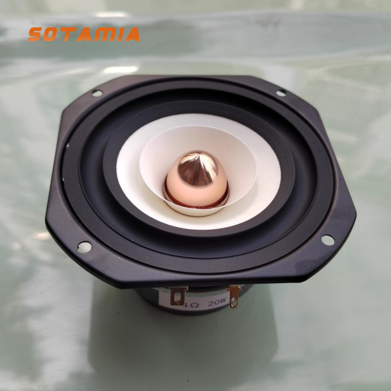 SOTAMIA 1PCS 4 Inch Full Range Speaker 4 Ohm 20 Watt Paper Tray Rubber Edge DIY Dual Magnetic