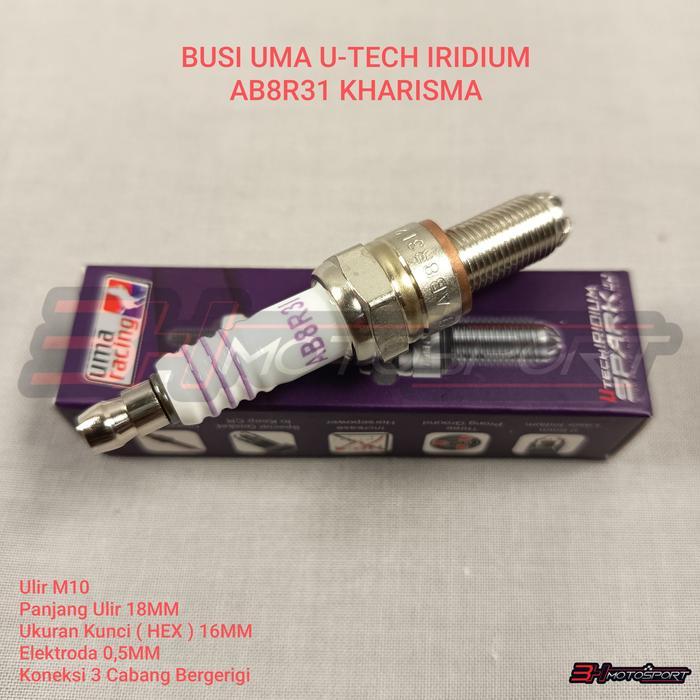FREE ONGKIR BUSI UMA U-TECH IRIDIUM AB8R31 ; AB9R31 HIGH PERFORMANCE KHARISMA BISA COD