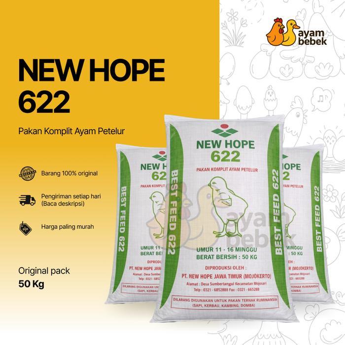 NEW HOPE 622 Pakan Komplit Ayam Petelur Pra Produksi (Usia 26 Bulan) Best Feed 622 REPACK AyamBebek