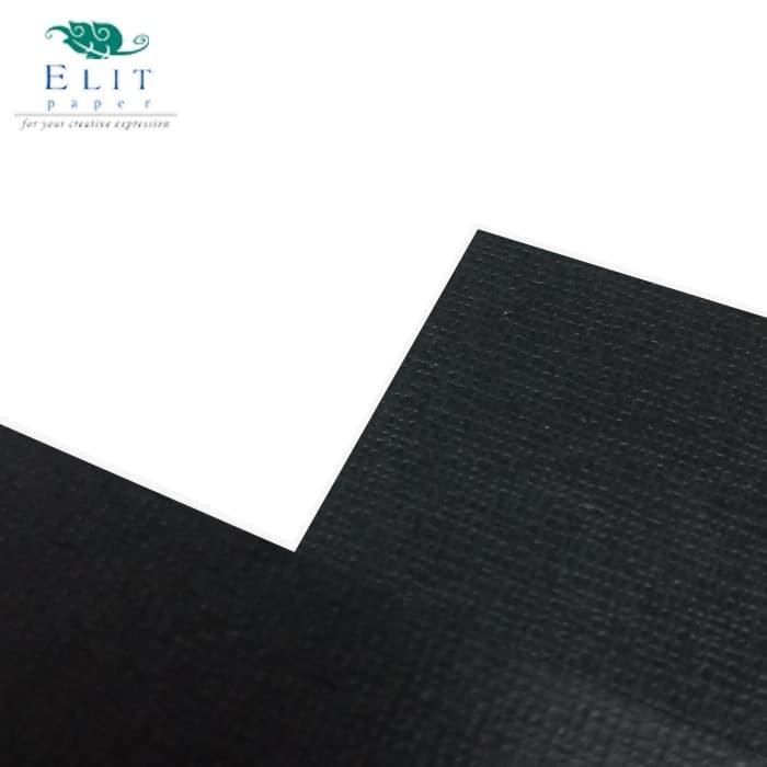 "New" Elit Paper Kertas Fancy Paper Sri Rejeki Black LB 79cm x 109cm Lembar Bertekstur Linen Hitam