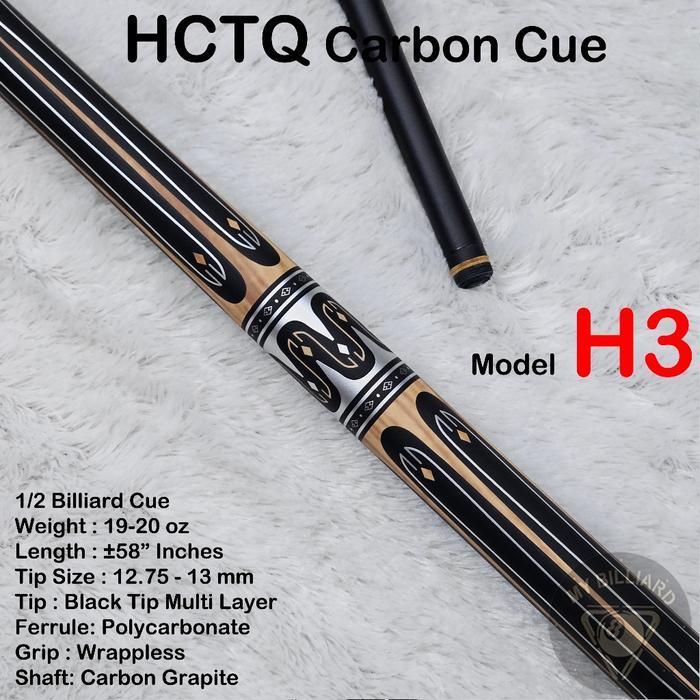 Readyyy Hctq Carbon Cue Stick Billiard 13Mm - Stik Billiar Hctq Cue Karbon Graphite