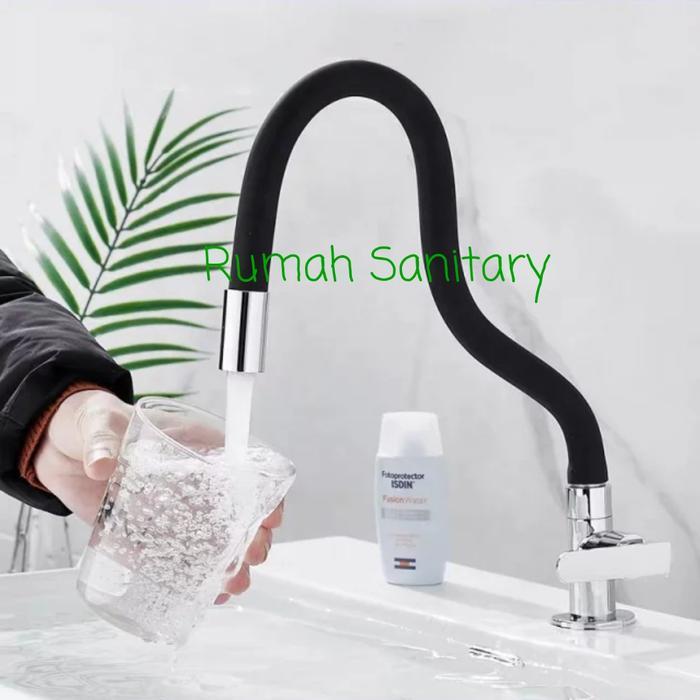 Onda Bath - Kran Tanam Angsa Karet Hitam - Keran Tanam Sink Meja Wastafel