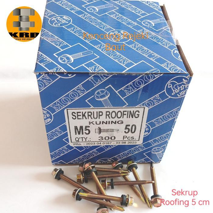 Sekrup Roofing 5 cm M5x50 Baut Atap Spandek (1 Dus = 300 pcs)
