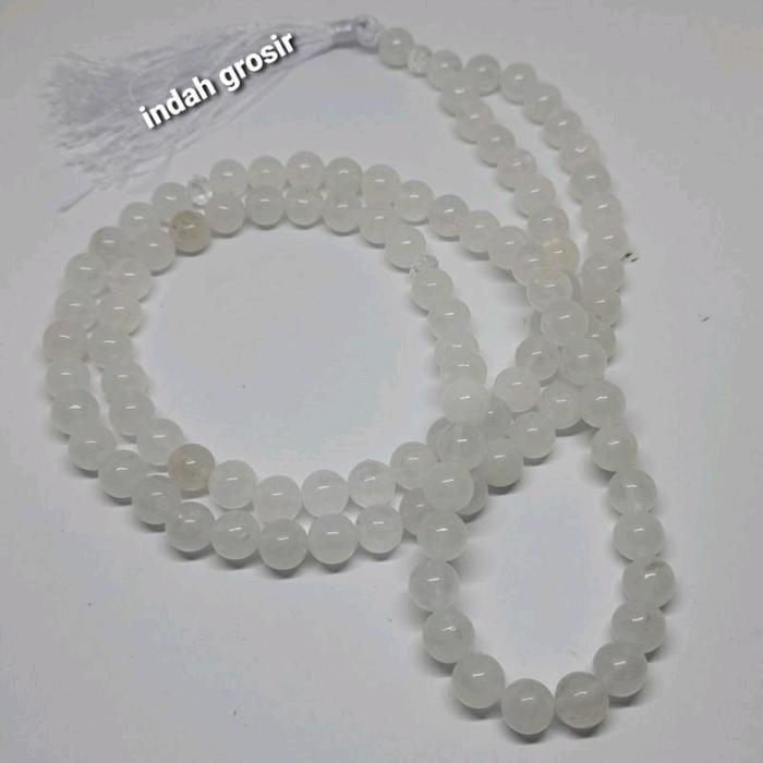 Tasbih Batu Giok Putih Salju 8Mm 99Butir #Gratisongkir