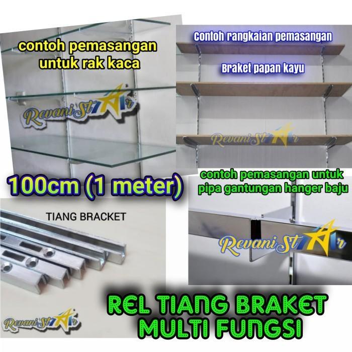 New 100cm/1meter Rel tiang braket bracket stainless siku rak kaca Rumah