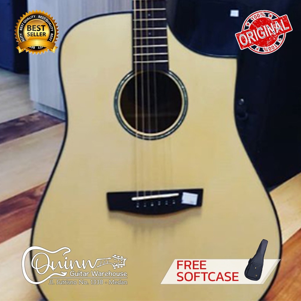 Gitar Akustik HEX D100CE Original elektrik dengan softcase termurah