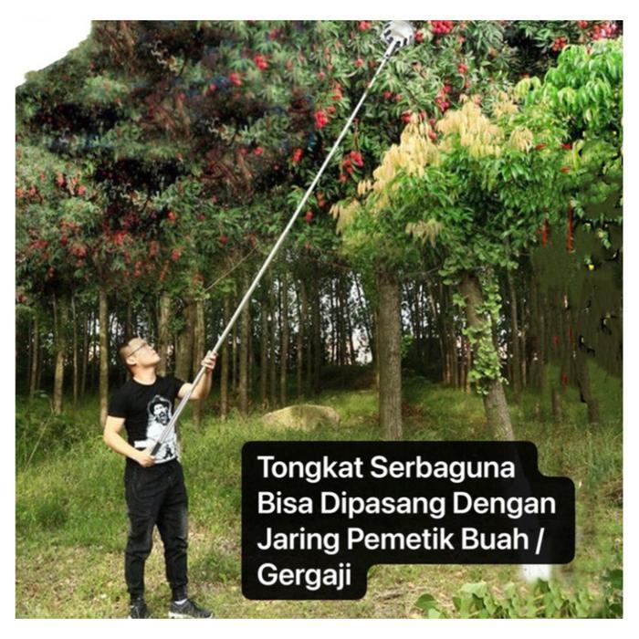 Pemetik Buah Teleskopik 6m-10m / Tongkat Pemetik Buah Teleskopik Stainless Steel / Gergaji Tiang